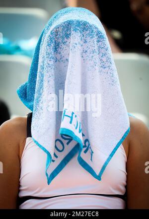 Belgian Elise Mertens pictured during a tennis game between Belgian Elise Mertens and Dutch Richel Hogenkamp, in the first round of the women's tournament at the Roland Garros French Open tennis tournament, in Paris, France, Wednesday 31 May 2017. The main table Roland Garros Grand Slam takes place from 29 May to 11 June 2017. BELGA PHOTO VIRGINIE LEFOUR Stock Photo