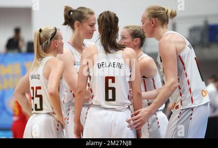 Belgian Cats pictured during a game between the Belgian Cats, Belgian national basket team, and Montenegro, in the first round of the FIBA Eurobasket Women 2017, Friday 16 June 2017, in Prague, Czech Republic. BELGA PHOTO VIRGINIE LEFOUR Stock Photo