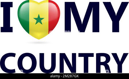 Heart with Senegalese flag colors. I Love My Country - Senegal Stock Vector