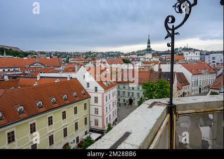 Outlook from the top of the Old Town Hall tower in Bratislava, Slovakia. Stock Photo