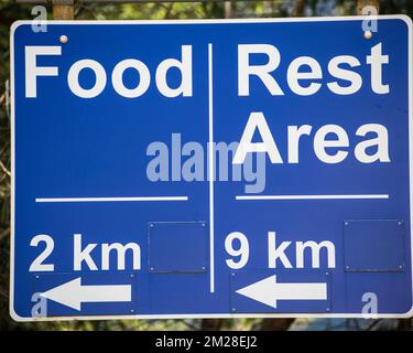 Lake of the Woods rest area sign in Chilliwack, British Columbia, Canada Stock Photo