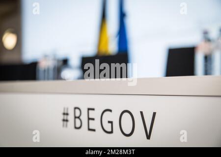 Illustration picture ahead of a press conference regarding the reach of an agreement on the federal budget, Wednesday 26 July 2017 in Brussels. BELGA PHOTO AURORE BELOT Stock Photo