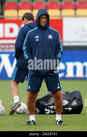 Marseille's head coach Rudi Garcia pictured during a training session of French club Olympic Marseille (OM) ahead of the return leg of the third qualifying round for the UEFA Europa League competition, Thursday 02 August 2018 in Oostende. KV Oostende plays against Olympic Marseille on Thursday. Marseille won 4-2 the first leg. BELGA PHOTO KURT DESPLENTER Stock Photo