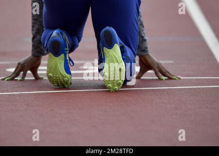 Illustration picture shows a training session in preparation of the start of the IAAF World Championships 2017 in London, United Kingdom, Thursday 03 August 2017. The Worlds are taking place from 4 to 13 August. BELGA PHOTO DIRK WAEM Stock Photo