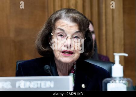 Washington, United States. 13th Dec, 2022. U.S. Senator Dianne Feinstein (D-CA) speaking at a hearing of the Senate Judiciary Committee. Credit: SOPA Images Limited/Alamy Live News Stock Photo