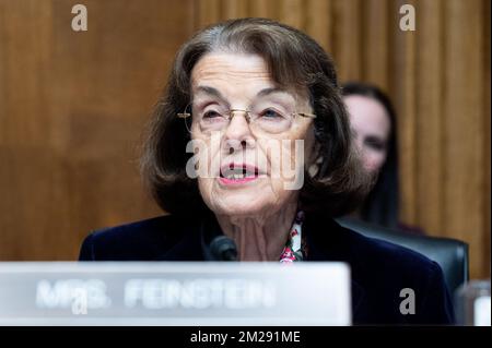 Washington, United States. 13th Dec, 2022. U.S. Senator Dianne Feinstein (D-CA) speaking at a hearing of the Senate Judiciary Committee. Credit: SOPA Images Limited/Alamy Live News Stock Photo