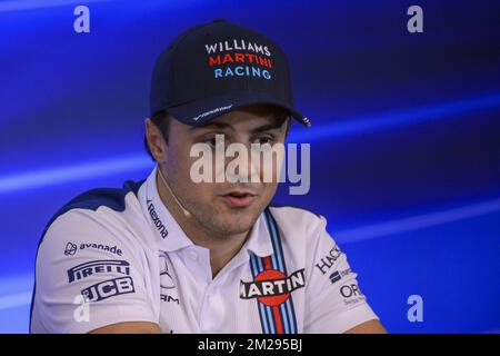 Williams' Brazilian driver Felipe Massa pictured during preparations for the Grand Prix F1 of Belgium race, in Spa-Francorchamps, Thursday 24 August 2017. The Spa-Francorchamps Formula One Grand Prix takes place this weekend, from August 25th to August 27th. BELGA PHOTO NICOLAS LAMBERT Stock Photo