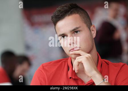 Belgium's Zinho Vanheusden pictured during a press conference of the u21 youth team of the Belgian national soccer team Red Devils, Wednesday 30 August 2017, in Tubize. BELGA PHOTO BRUNO FAHY Stock Photo