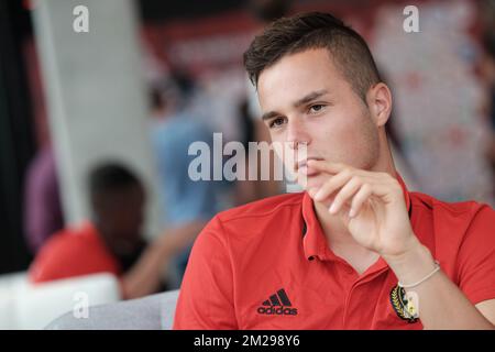 Belgium's Zinho Vanheusden pictured during a press conference of the u21 youth team of the Belgian national soccer team Red Devils, Wednesday 30 August 2017, in Tubize. BELGA PHOTO BRUNO FAHY Stock Photo