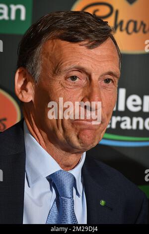 Crelan Ceo Luc Versele pictured during the team presentation of the Crelan - Charles cyclocross team ahead of the 2017-2018 season, Thursday 07 September 2017 in Brussels. BELGA PHOTO DAVID STOCKMAN Stock Photo