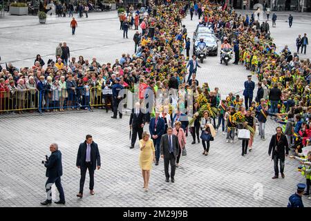 Illustration picture shows, Queen Mathilde of Belgium, on the Market Place of Sint-Truiden and during a royal visit to the 'Eurofleurs 2017' European championships for young florists in Sint-Truiden, Friday 15 September 2017. BELGA PHOTO LUC CLAESSEN Stock Photo