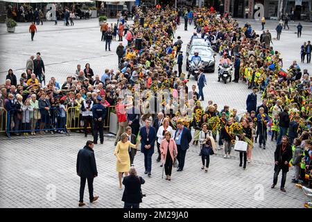 Illustration picture shows, Queen Mathilde of Belgium, on the Market Place of Sint-Truiden and during a royal visit to the 'Eurofleurs 2017' European championships for young florists in Sint-Truiden, Friday 15 September 2017. BELGA PHOTO LUC CLAESSEN Stock Photo