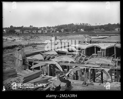 Clinton Sewerage, covered reservoir, Section 2, Clinton, Mass., May 26, 1899 , waterworks, sewage treatment, reservoirs water distribution structures, construction sites, watershed sanitary improvement Stock Photo