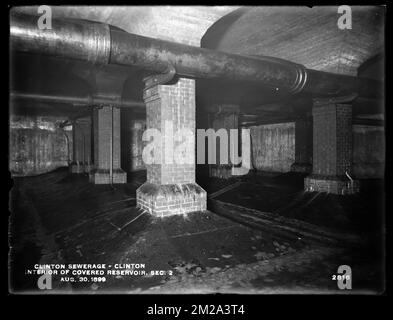 Clinton Sewerage, interior of covered reservoir, Section 2, Clinton, Mass., Aug. 30, 1899 , waterworks, sewage treatment, reservoirs water distribution structures, watershed sanitary improvement Stock Photo