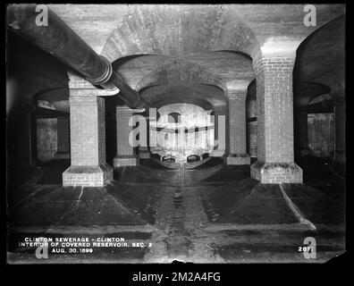 Clinton Sewerage, interior of covered reservoir, Section 2, Clinton, Mass., Aug. 30, 1899 , waterworks, sewage treatment, reservoirs water distribution structures, watershed sanitary improvement Stock Photo