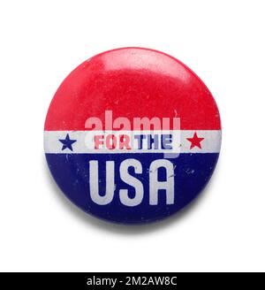 Antique Election Button Cut Out on White. Stock Photo