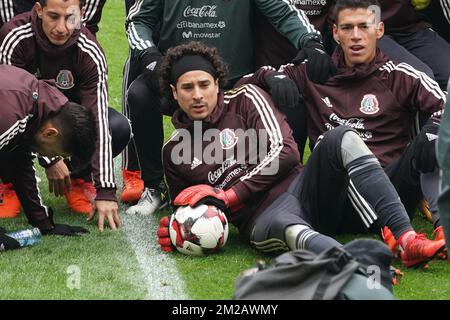 Mexico's goalkeeper Guillermo Ochoa pictured during a training session of Mexican national soccer team El Tri, Thursday 09 November 2017, in Brussels. The team will be playing a friendly game against Belgium on 10th November. BELGA PHOTO BRUNO FAHY Stock Photo