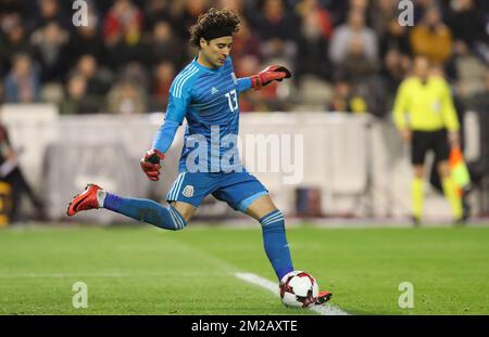 Mexico's goalkeeper Guillermo Ochoa pictured in action during a friendly soccer game between Belgian national team Red Devils and Mexico, Friday 10 November 2017, in Brugge. BELGA PHOTO VIRGINIE LEFOUR Stock Photo