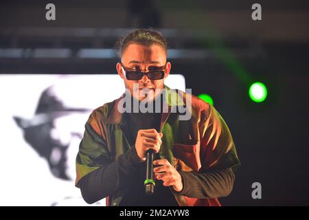 MIRAMAR, FL - DECEMBER 10: EL NN BP performs live on stage during Navidad Para Todos concert at Miramar Regional Park  Amphitheater on December 10, 2022 in Miramar, Florida. (Photo by JL/Sipa USA) Stock Photo