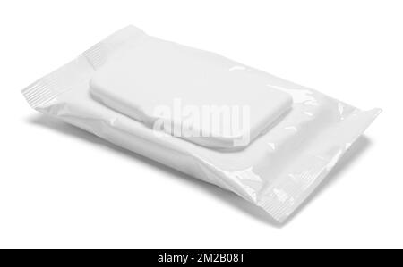Package of Wet Wipes Cut Out on White. Stock Photo