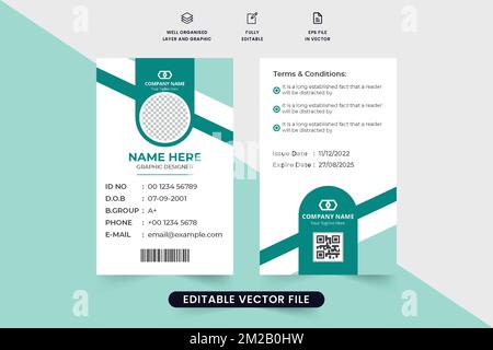 Minimalist ID card design with creative geometric shapes. Identity card layout vector for office or academic organizations. Professional ID card desig Stock Vector