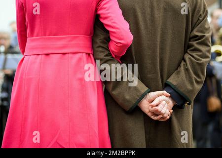 Illustration picture shows Queen Mathilde of Belgium and King Philippe - Filip of Belgium during a royal visit to the 'Huis Perrekes' care centre for people with dementia in Geel, Thursday 21 December 2017. BELGA PHOTO LUC CLAESSEN Stock Photo