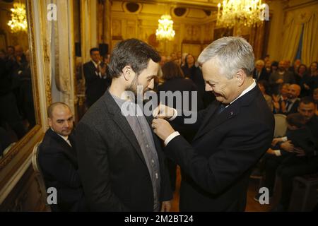 Damien Bouchery of restaurant Bouchery pictured during a ceremony to award the 'Knight in the Order of Leopold II' rank to various chefs active in Brussels, Friday 22 December 2017 in Brussels. BELGA PHOTO NICOLAS MAETERLINCK Stock Photo