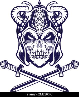 Viking Skull Helmet Horn Silhouette vector illustrations for your work logo, merchandise t-shirt, stickers and label designs, poster, greeting cards Stock Vector