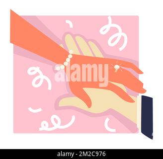 Wedding ceremony or engagement, womans hand with ring Stock Vector