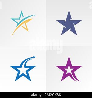 Four types of interesting star graphic icon logo design abstract concept vector stock. Can be used as a symbol associated with champion or winner Stock Vector