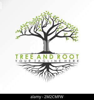 Tree and root in hexagon shape graphic icon logo design abstract concept vector stock. Can be used as a symbol associated with the Nature or plant Stock Vector