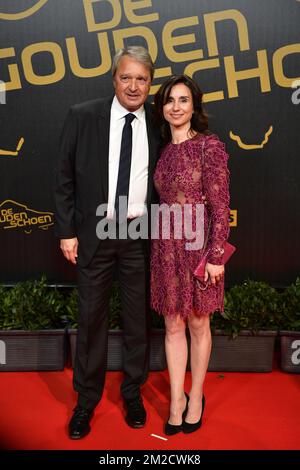 Anderlecht s manager Herman Van Holsbeeck and her wife Esmeralada and Anderlecht s team manager Gunther Van Handenhoven pictured during the fifth edition of the Gala evening Sport and Fashion evening ...