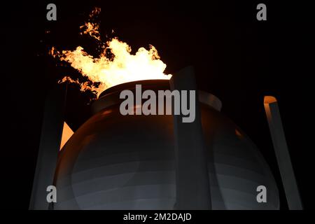 Illustration picture shows the Olympic Flame during the closing ceremony on the last day of the XXIII Olympic Winter Games, Sunday 25 February 2018, in Pyeongchang, South Korea. The Winter Olympics are taking place from 9 February to 25 February in Pyeongchang County, South Korea. BELGA PHOTO DIRK WAEM Stock Photo