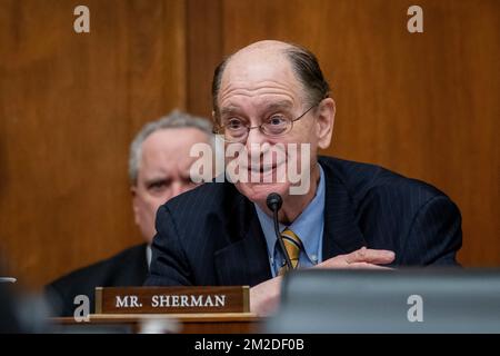 United States Representative Brad Sherman (Democrat of California) questions FTX Group Chief Executive Officer John J. Ray III, during a House Committee on Financial Services hearing “Investigating the Collapse of FTX, Part I”, in the Rayburn House Office Building in Washington, DC, USA, Tuesday, December 13, 2022. Photo by Rod Lamkey/CNP/ABACAPRESS.COM Stock Photo