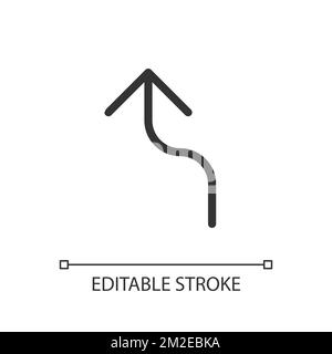 Left reverse turn arrow pixel perfect linear ui icon Stock Vector