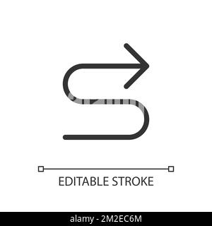Right winding road arrow pixel perfect linear ui icon Stock Vector