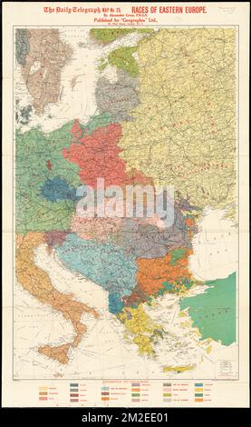 The Daily Telegraph map no. 25 : races of Eastern Europe , Ethnology, Europe, Eastern, Maps, Ethnology, Europe, Central, Maps, Ethnology, Balkan Peninsula, Maps, Europe, Eastern, Maps, Europe, Central, Maps Norman B. Leventhal Map Center Collection Stock Photo