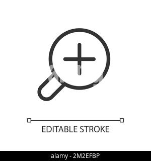 Magnifying glass with plus for map pixel perfect linear ui icon Stock Vector