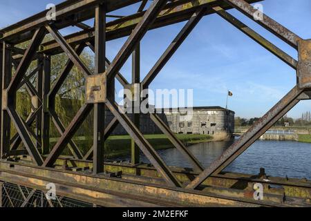 The breendonk fort is a part of the second defense line arougn Antwerpen during first world war. It was a prisonner nazi camp during the second word war | Le frot de Breendonk fait partie de la seconde ligne de defense autour d'Anvers pendant la premiere guerre mondiale. Il est un camp de concentration nazi durant la seconde guerre mondiale. 15/04/2018 Stock Photo