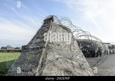 The breendonk fort is a part of the second defense line arougn Antwerpen during first world war. It was a prisonner nazi camp during the second word war | Le frot de Breendonk fait partie de la seconde ligne de defense autour d'Anvers pendant la premiere guerre mondiale. Il est un camp de concentration nazi durant la seconde guerre mondiale. 15/04/2018 Stock Photo