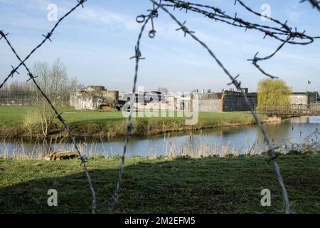 The breendonk fort is a part of the second defense line arougn Antwerpen during first world war. It was a prisonner nazi camp during the second word war | Le frot de Breendonk fait partie de la seconde ligne de defense autour d'Anvers pendant la premiere guerre mondiale. Il est un camp de concentration nazi durant la seconde guerre mondiale. 15/04/2018 Stock Photo