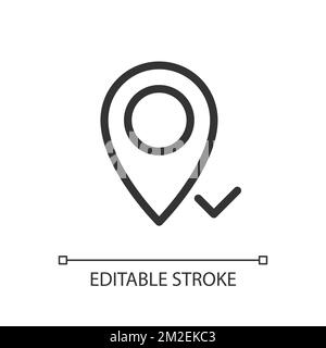Reaching pinned destination pixel perfect linear ui icon Stock Vector