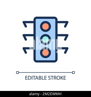 Traffic light pixel perfect RGB color ui icon Stock Vector