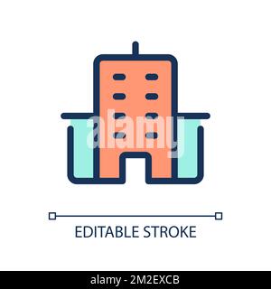 Office building location pixel perfect RGB color ui icon Stock Vector