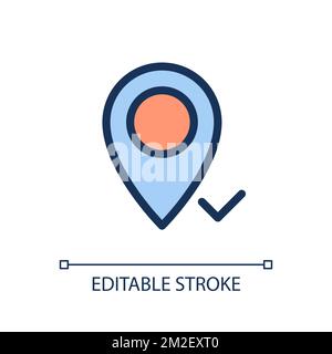 Reaching pinned destination pixel perfect RGB color ui icon Stock Vector