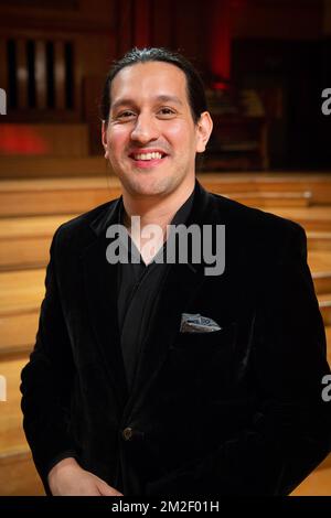 Argentinian finalist Enrique German Alcantara poses after the semi-finals of the Queen Elisabeth Competition for Voice 2018 at the Brussels' Flagey, Saturday 05 May 2018. BELGA PHOTO JAMES ARTHUR GEKIERE Stock Photo