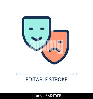 Drama and comedy theater pixel perfect RGB color ui icon Stock Vector