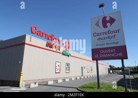 Illustration Shows A Carrefour Market Supermarket Of The Group Mestdagh In Chatelineau Monday