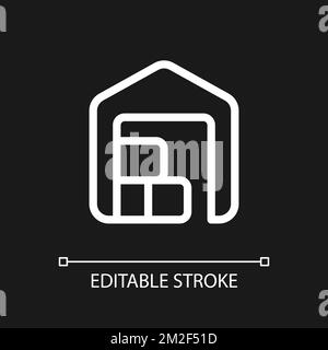 Warehouse pixel perfect white linear ui icon for dark theme Stock Vector