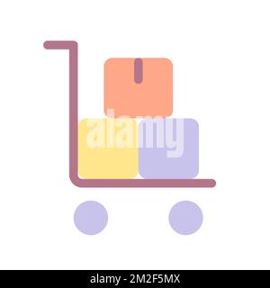 Pallet truck with parcels flat color ui icon Stock Vector
